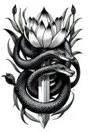 Crocus snake sword tattoo design idea
