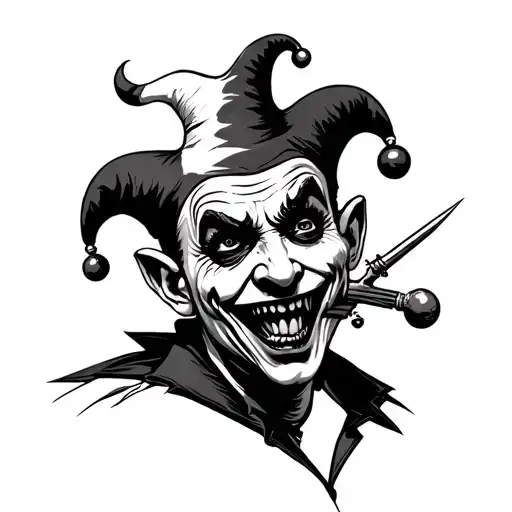 crazy jester that has schizophrenia and is also a mad scientist  tattoo design idea