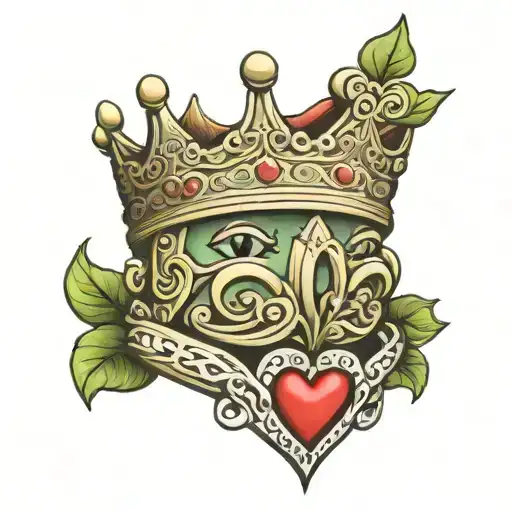 crown with heart of te fiti stone tattoo design idea