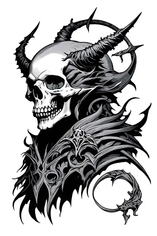 Warlock, Demon, Skull tattoo design idea
