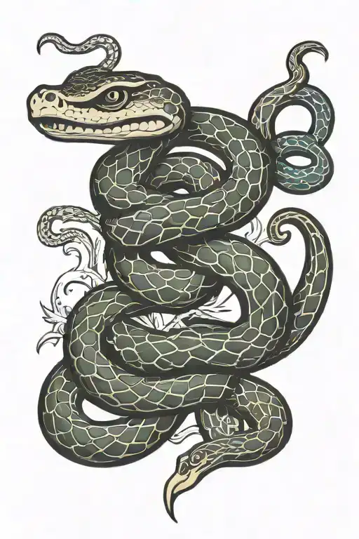 snake wrapped evenly tattoo design idea