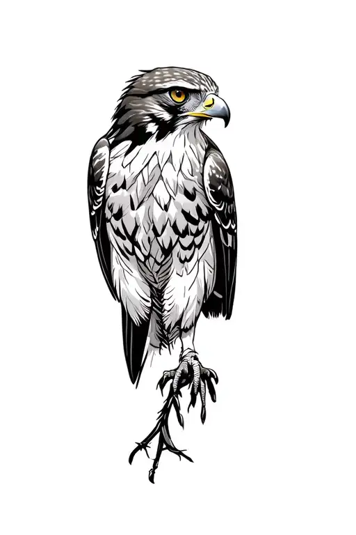 realistic red tailed hawk tattoo design idea
