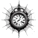 The old clock in the web stopped tattoo design idea