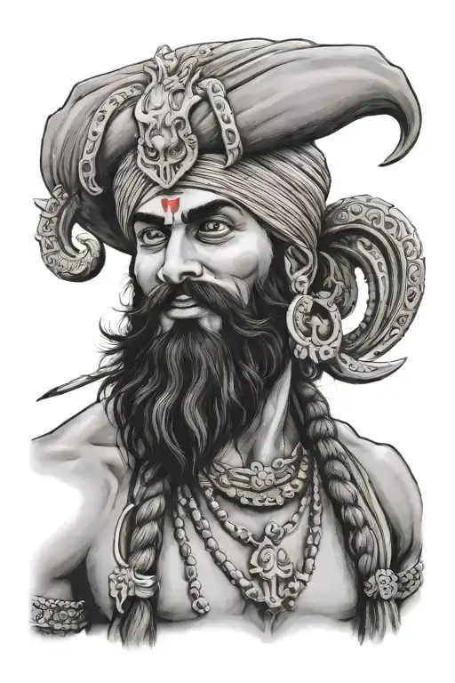 Punjabi Sikh wearing an Oni tattoo design idea