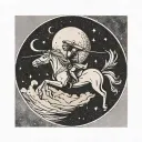 simple sagittarius  astrological sign only surrounded by moon upside down tattoo design idea