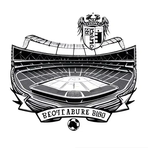 Create a tattoo on your forearm. I want the CD Leganes crest at the top, the Butarque Municipal Stadium in the middle, s tattoo design idea