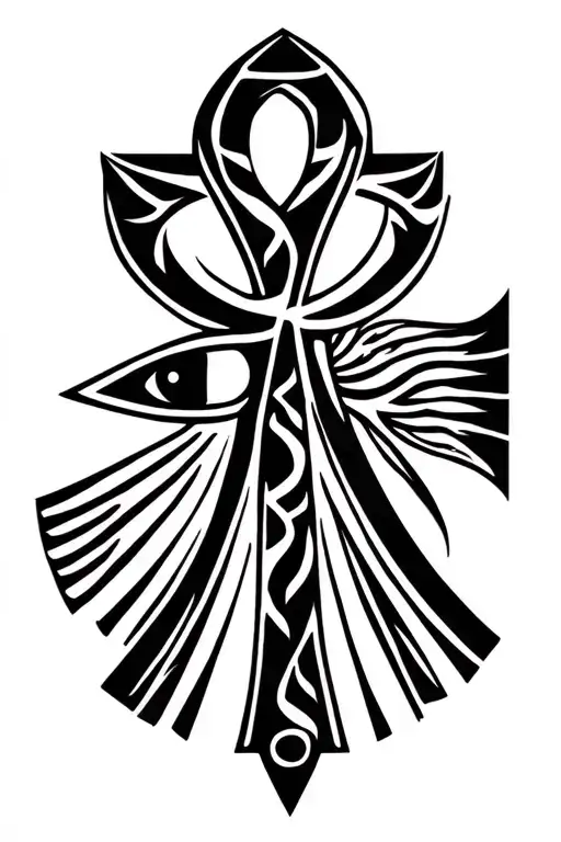 ankh symbol with eye tattoo design idea