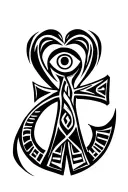 ankh symbol with eye tattoo design idea