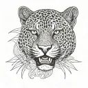 panter face split tattoo design idea