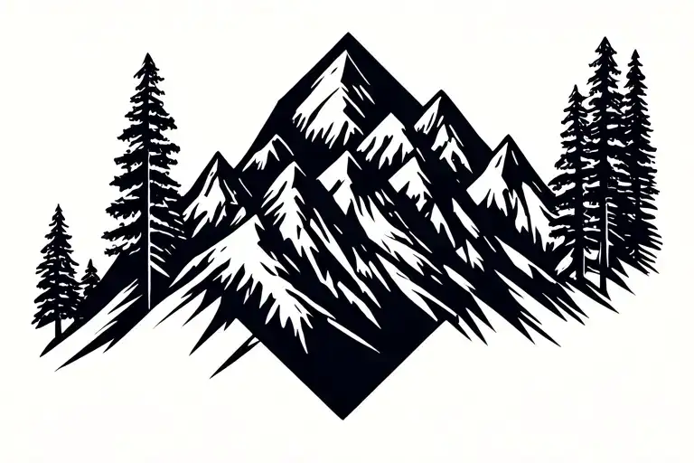 mountain range silhouette tattoo design idea