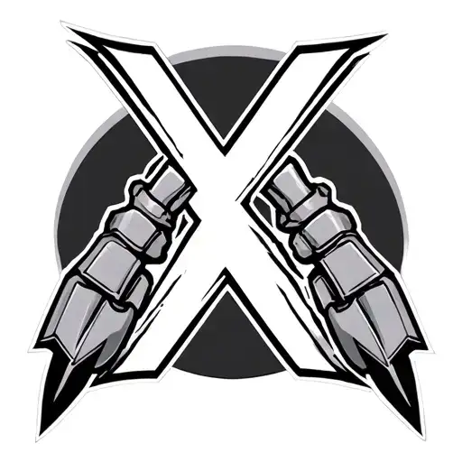 x men logo with wolverine claws through the middle tattoo design idea