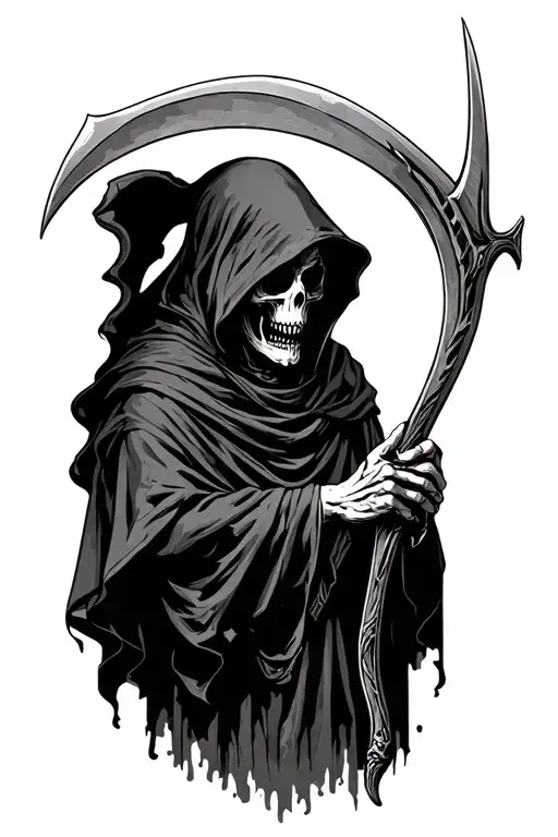 grim reaper holding a scythe tattoo design idea