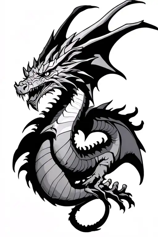 demonic dragon flying tattoo design idea