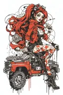 ariel disney princess, ram truck driver, steam punk, hoodie tattoo design idea