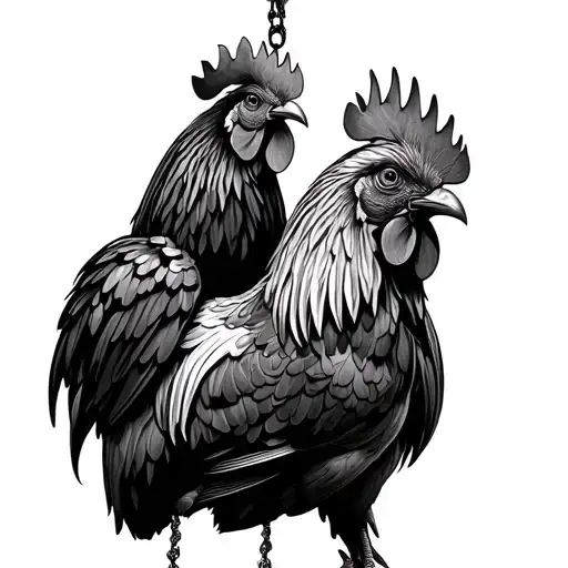 rooster hanging from gallos tattoo design idea
