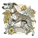 whippet chase hare meadow tattoo design idea