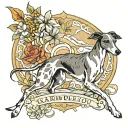 whippet chase hare meadow tattoo design idea