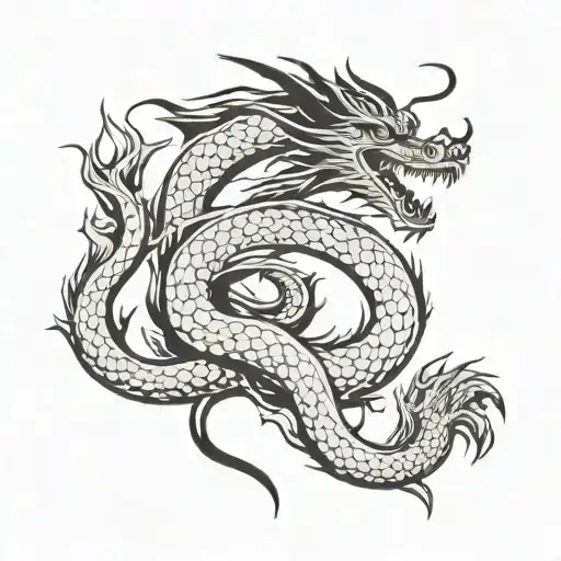The dragon that protects the pagoda tattoo design idea