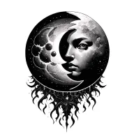 sun and moon merging together tattoo design idea