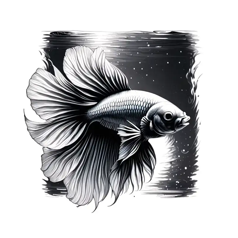 betta fish jumping tattoo design idea