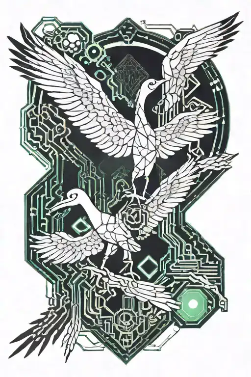 stork flying tattoo design idea