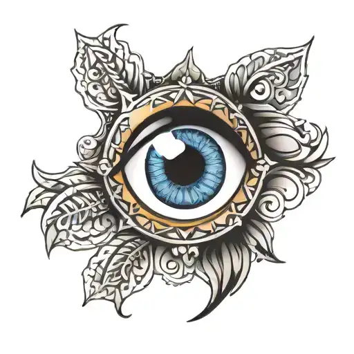 evil eye surrounded tattoo design idea
