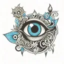 evil eye surrounded tattoo design idea