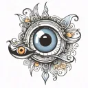 evil eye surrounded tattoo design idea