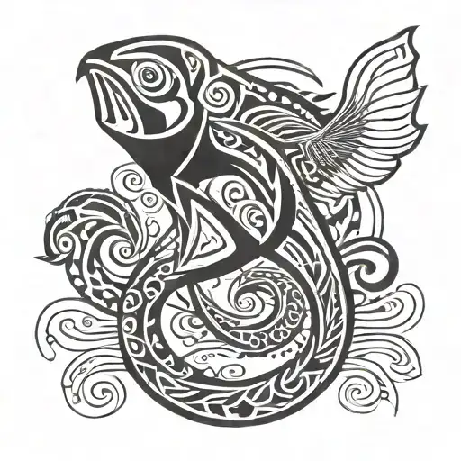 fish hook with Wuivre tattoo design idea
