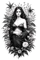 persephone surrounded by poisonous plants growing tattoo design idea