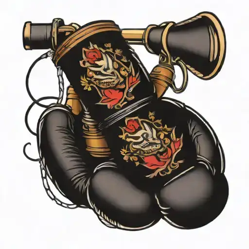 boxing gloves fishing rod tattoo design idea