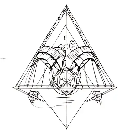 aries and libra geometric tattoo design idea