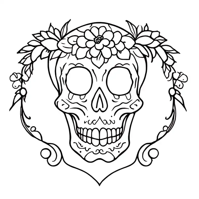 Sugar Skull surrounded tattoo design idea