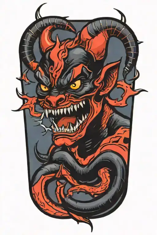 black devil crawling tattoo design idea