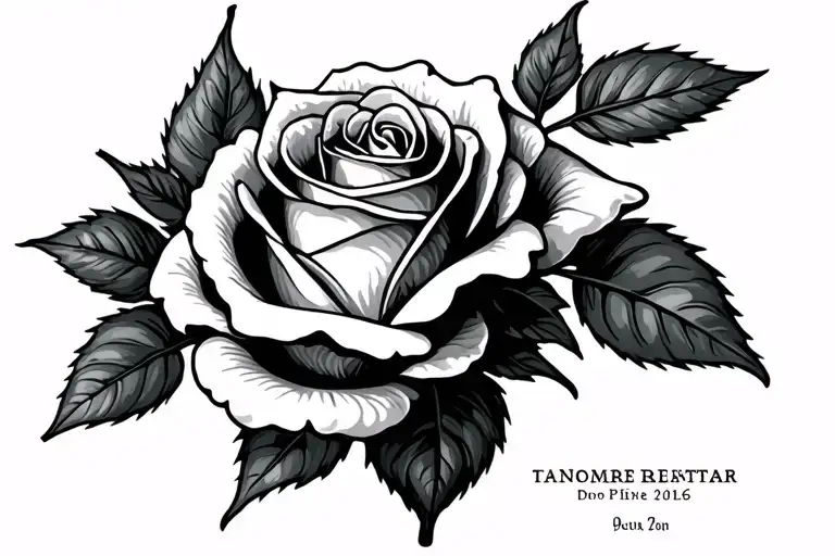 Rose with birth date tattoo design idea