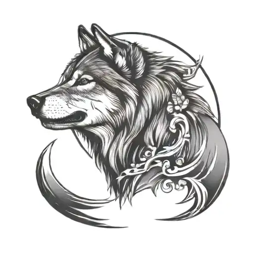 Wolf howling at the moon tattoo design idea