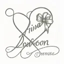 Text that says "Nina de mi corazon" with bow tattoo design idea