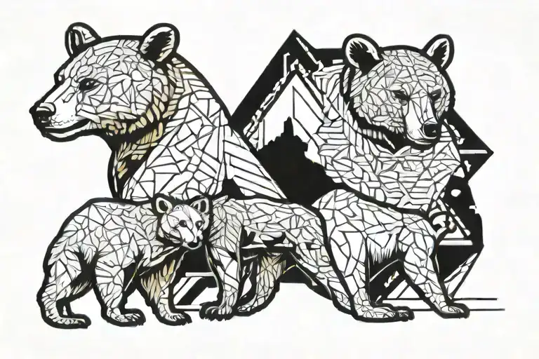 mama bear, cubs, Joshua tree, Isaiah 46:4 tattoo design idea