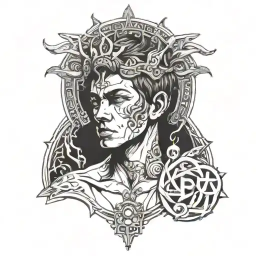 boy wanted to be God tattoo design idea