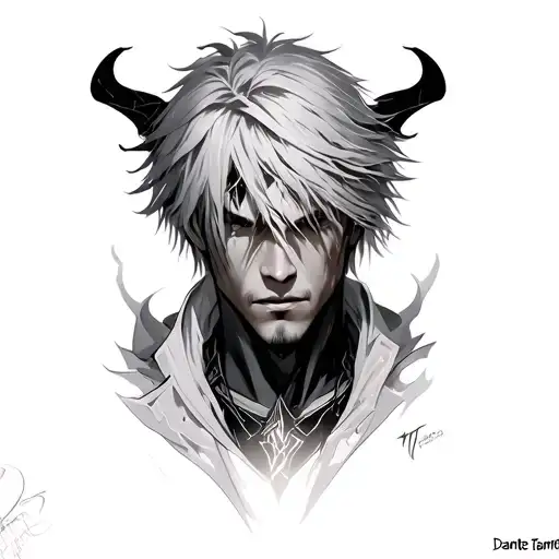 dante from devil may cry with cyber sigilism tattoo tattoo design idea
