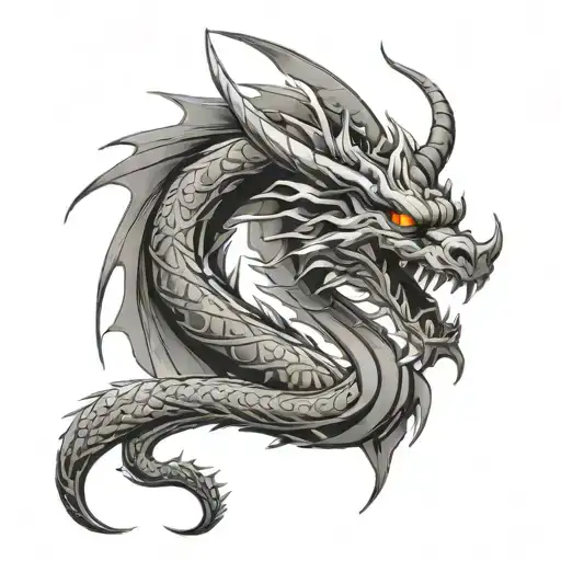 tribal dragon tattoo, masculine, creepy tattoo design idea