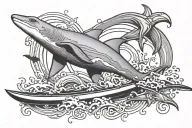 surfboard,  skydiving, kangaroo, stargazing,, dolphines tattoo design idea