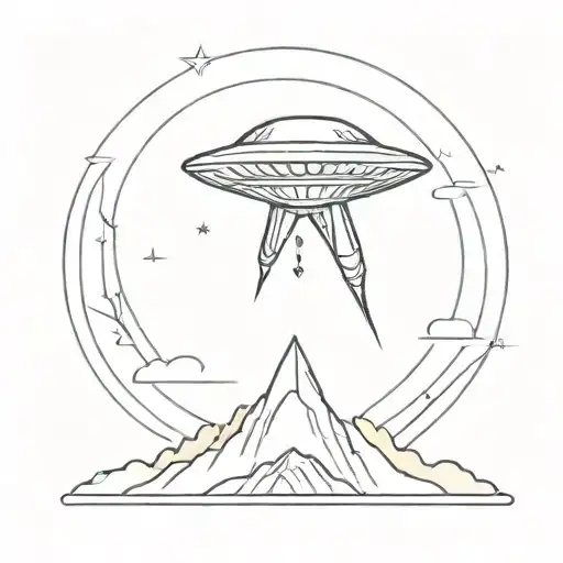 Alien spaceship abducting tattoo design idea