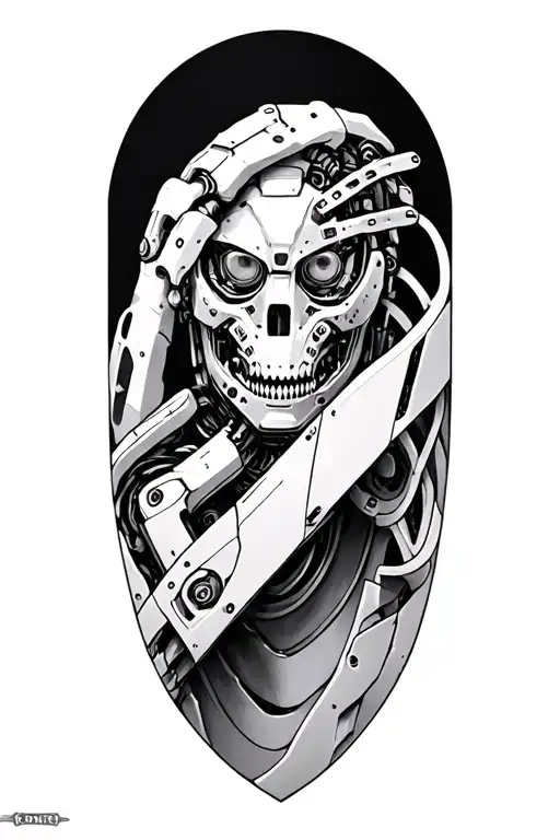 bionic cyborg arm band tattoo design idea