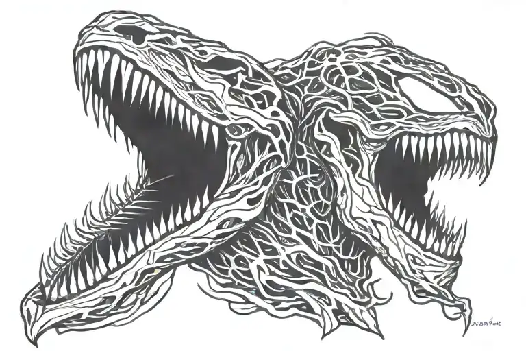 the word "venom" spelled backwards in symbiote texture for my neck  tattoo design idea