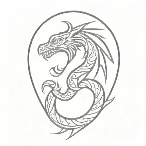 cross with Aztec dragon wrapping tattoo design idea