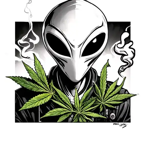 Paul Alien smoking weed tattoo design idea