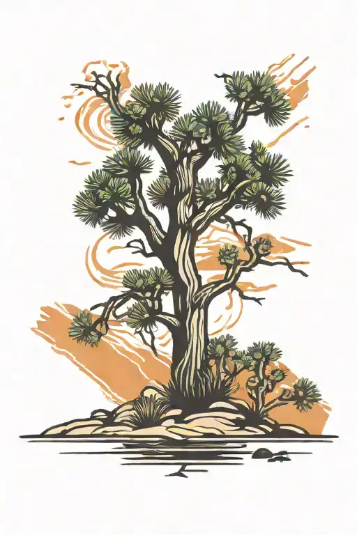 joshua tree on ground of an irish flag  tattoo design idea