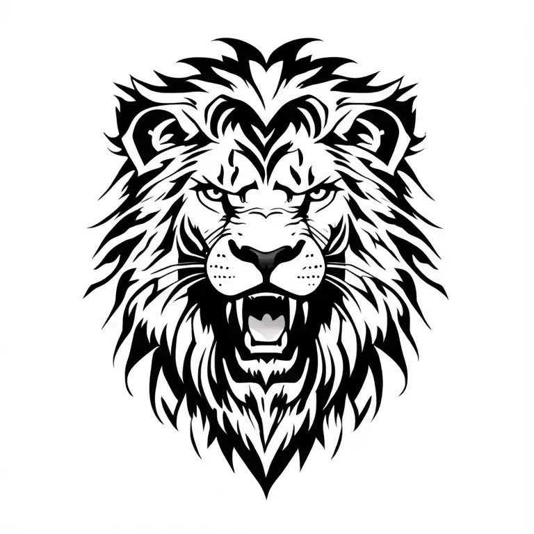 Roaring lion tribal  tattoo design idea
