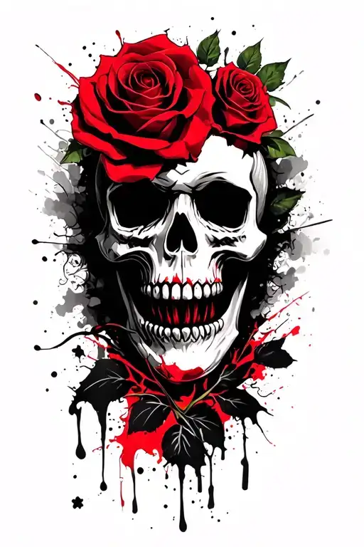 skulls vampire crosses roses and a saying tattoo design idea